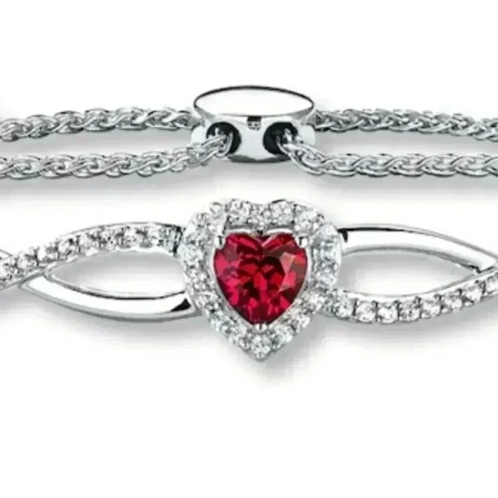Bolo Bracelet Lab-Created Ruby Sterling Silver